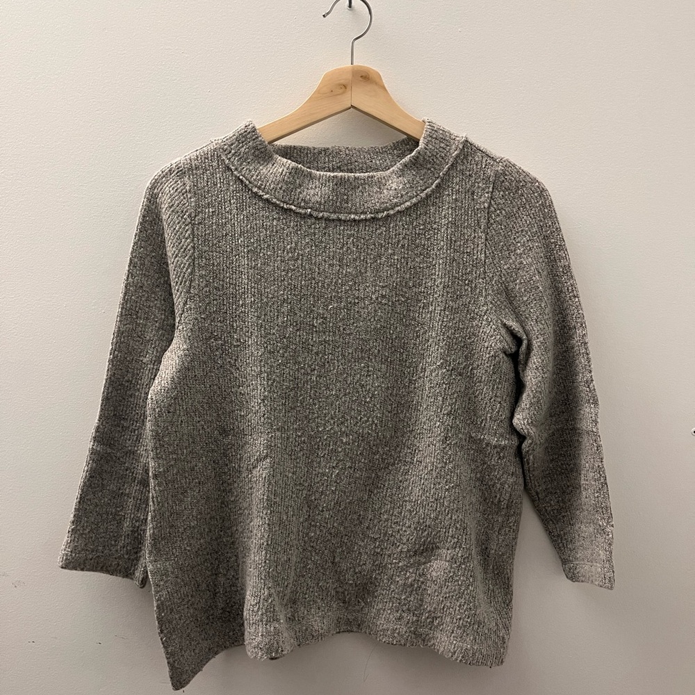 LOFT Grey 3/4 Sleeve Mock Neck